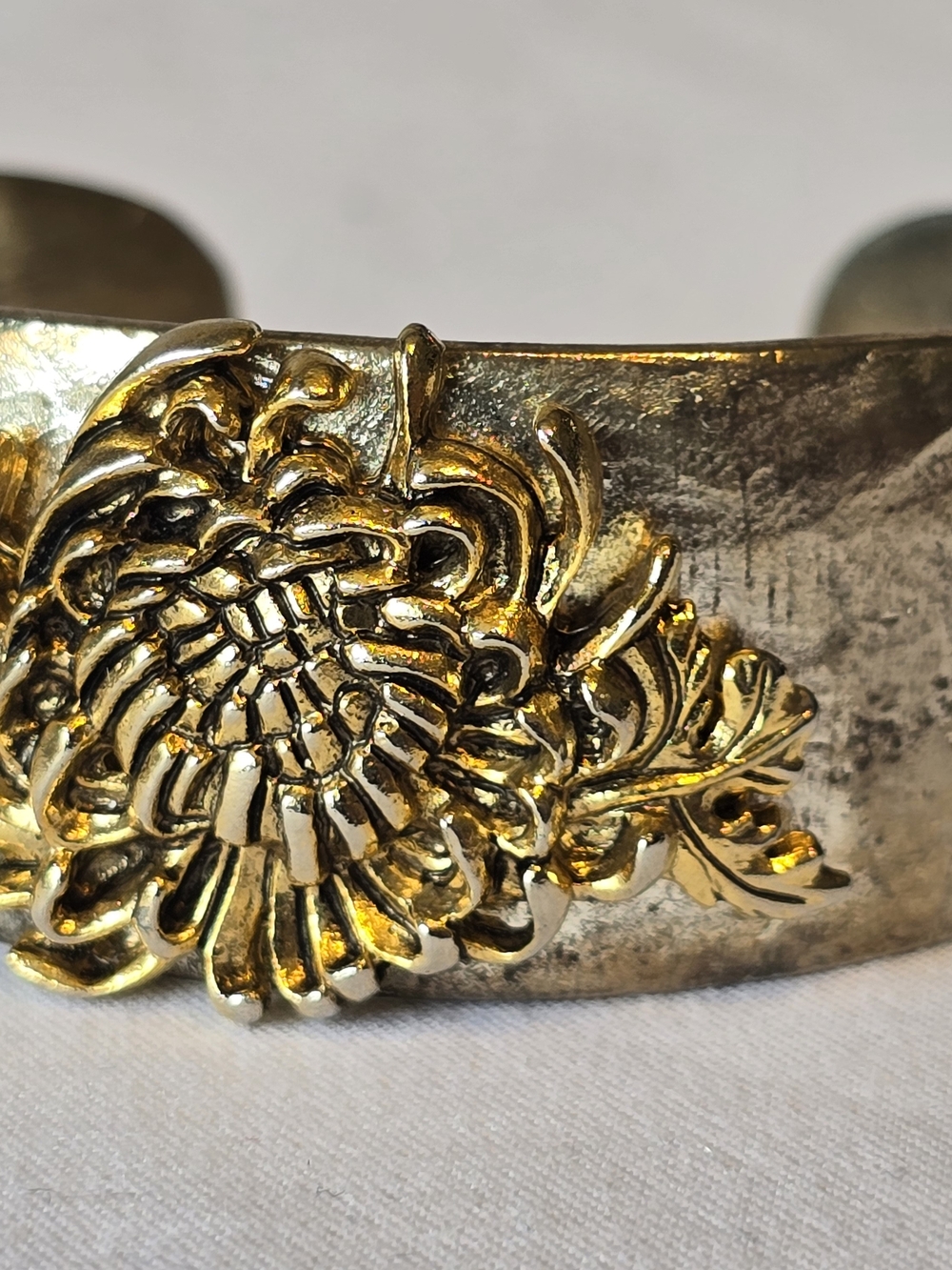 Salisbury Pewter "Flower of the Month" November Cuff Bracelet - Chrysanthemum